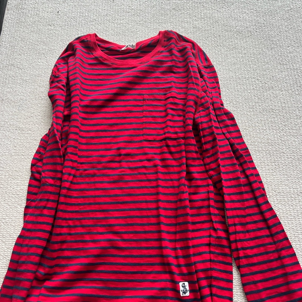 Red and Blue Long Sleeve Knit Tee